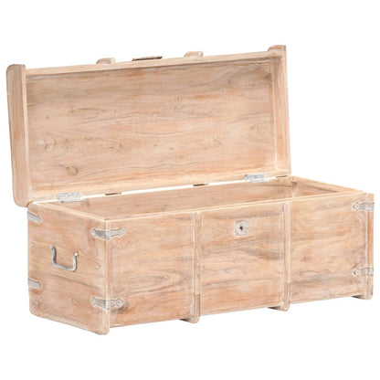 vidaXL Storage Chest | White finish | Solid acacia wood | 90 x 40 x 40 cm