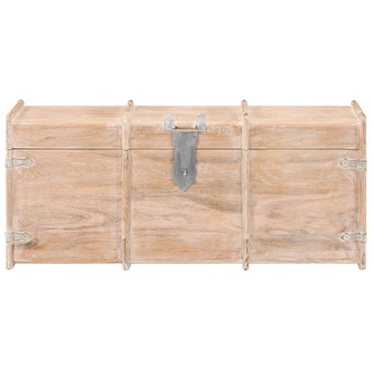 vidaXL Storage Chest | White finish | Solid acacia wood | 90 x 40 x 40 cm