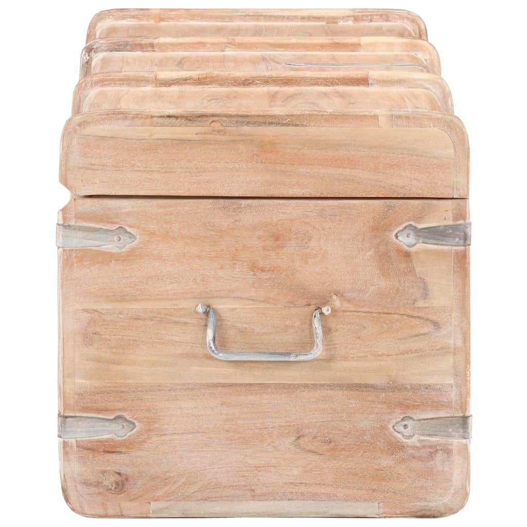 vidaXL Storage Chest | White finish | Solid acacia wood | 90 x 40 x 40 cm