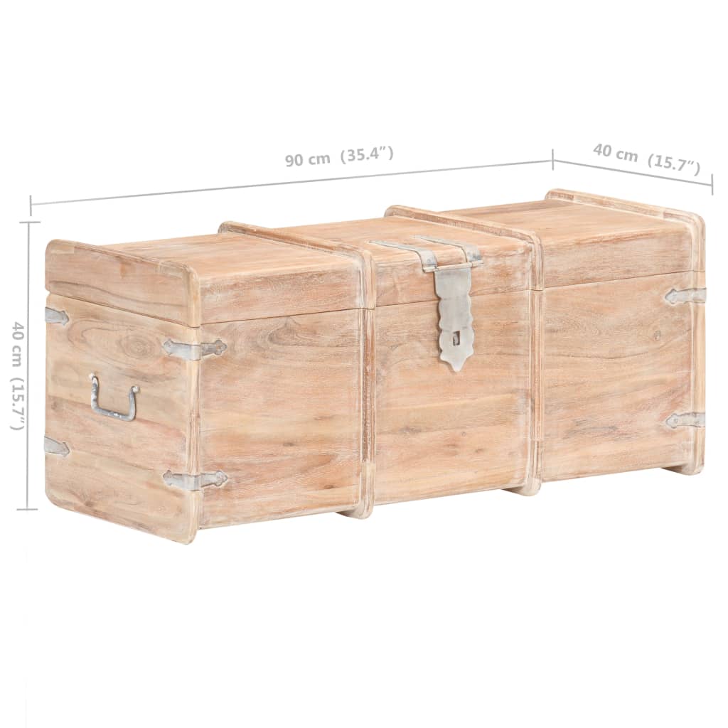 vidaXL Storage Chest | White finish | Solid acacia wood | 90 x 40 x 40 cm