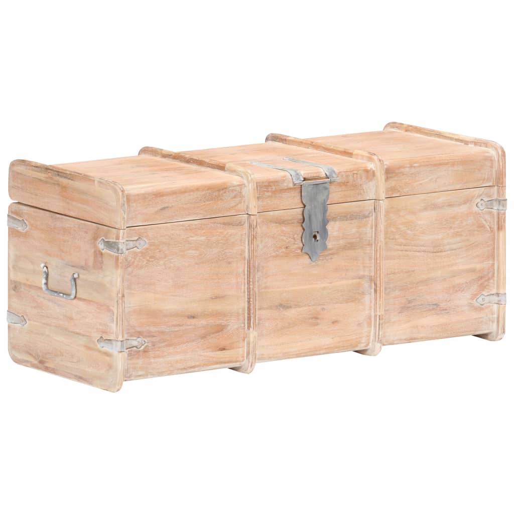 vidaXL Storage Chest | White finish | Solid acacia wood | 90 x 40 x 40 cm
