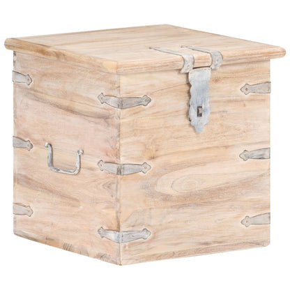 vidaXL Chest | White | Solid acacia wood with iron | 40 cm | Chest | Square