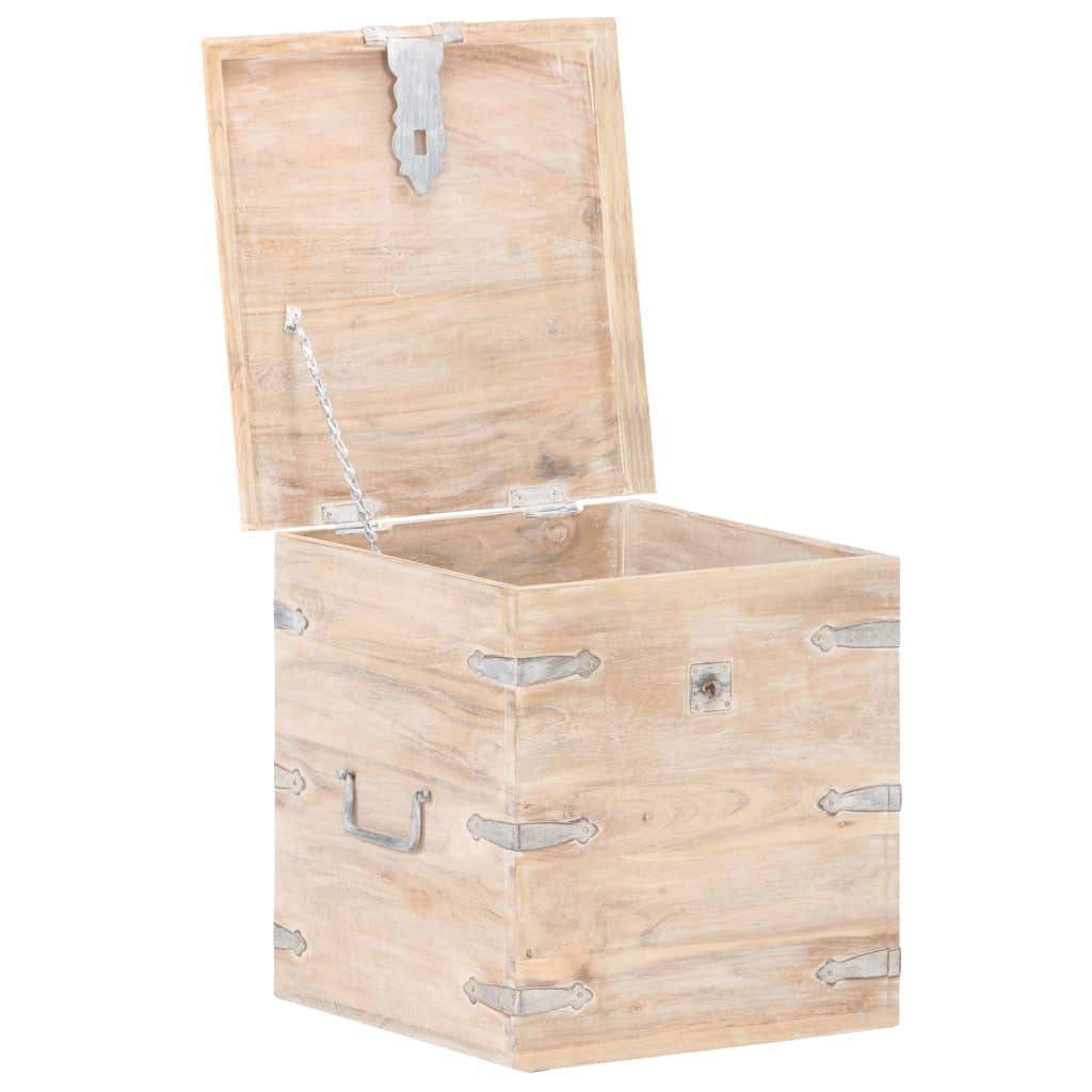 vidaXL Chest | White | Solid acacia wood with iron | 40 cm | Chest | Square