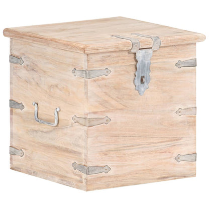 vidaXL Chest | White | Solid acacia wood with iron | 40 cm | Chest | Square