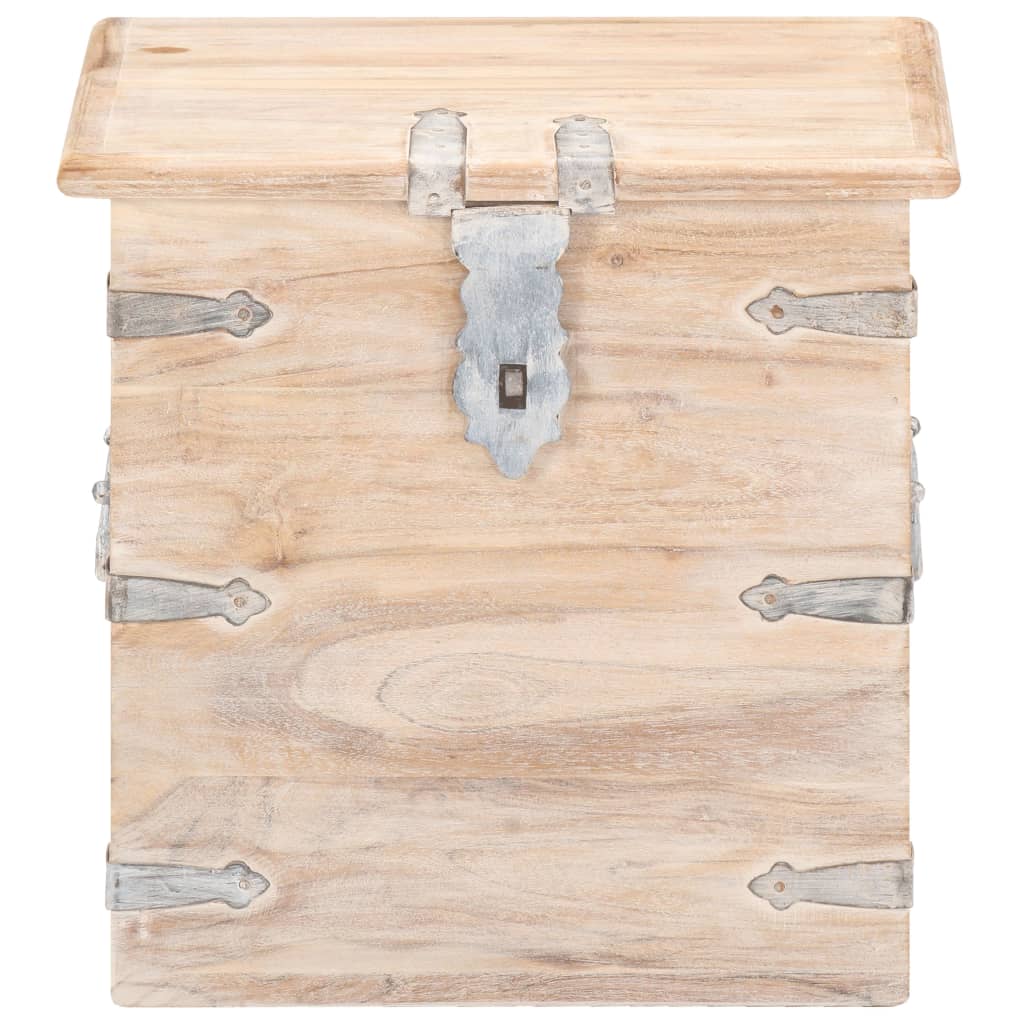 vidaXL Chest | White | Solid acacia wood with iron | 40 cm | Chest | Square