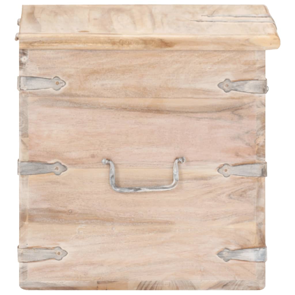 vidaXL Chest | White | Solid acacia wood with iron | 40 cm | Chest | Square