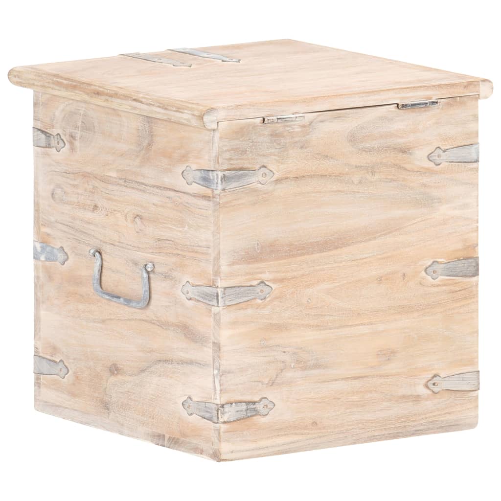 vidaXL Chest | White | Solid acacia wood with iron | 40 cm | Chest | Square