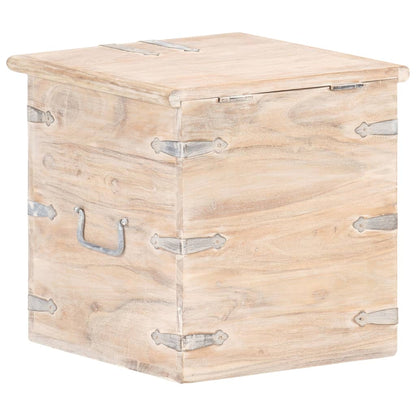 vidaXL Chest | White | Solid acacia wood with iron | 40 cm | Chest | Square