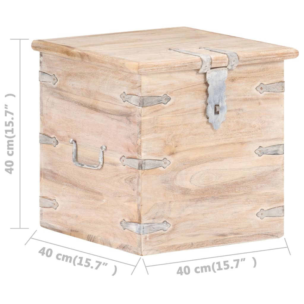 vidaXL Chest | White | Solid acacia wood with iron | 40 cm | Chest | Square