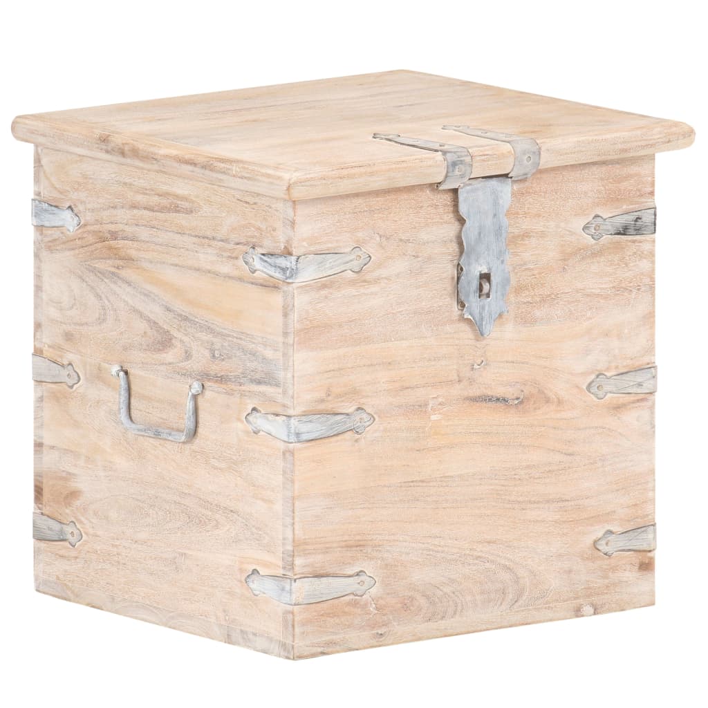 vidaXL Chest | White | Solid acacia wood with iron | 40 cm | Chest | Square