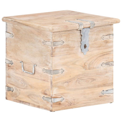 vidaXL Chest | White | Solid acacia wood with iron | 40 cm | Chest | Square