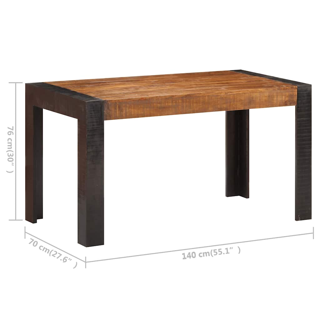 vidaXL Dining Table | Natural wood tone and black | Solid rough mango wood