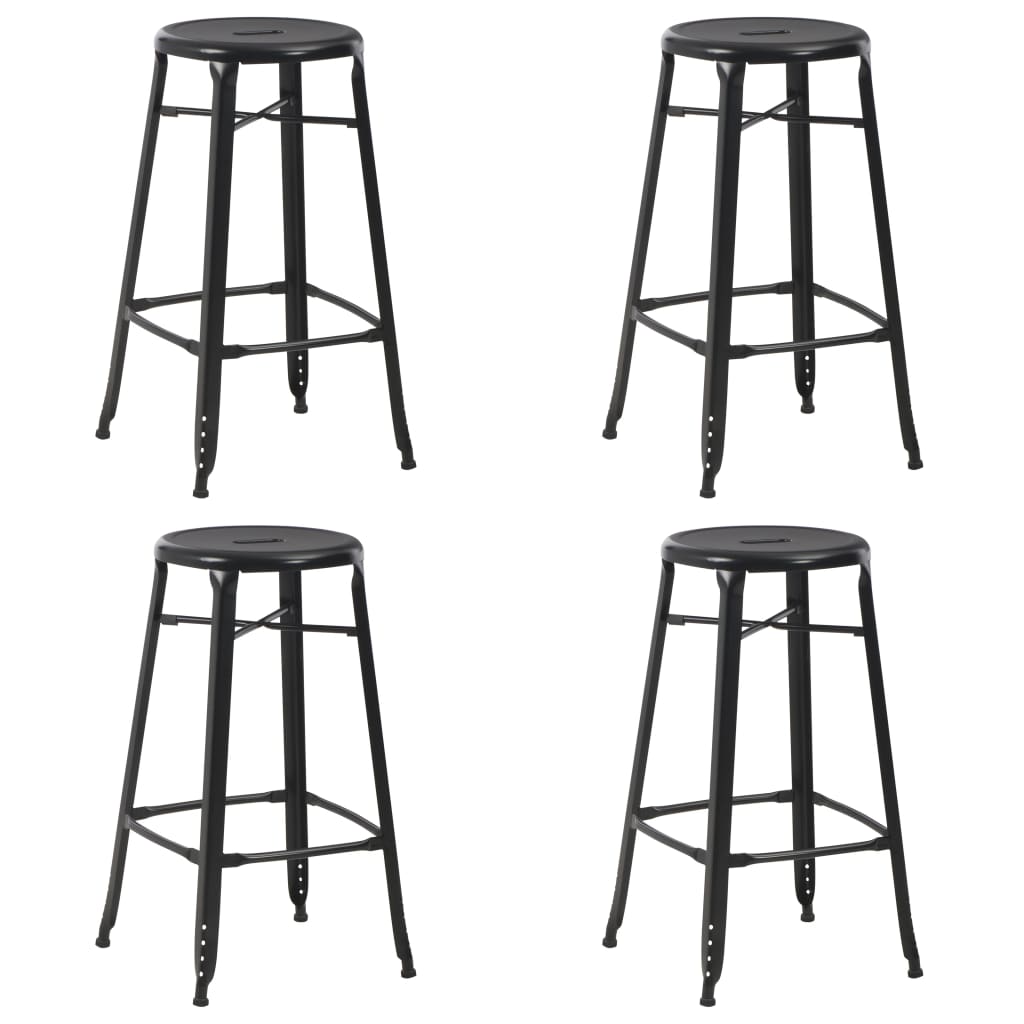vidaXL Bar Stools 4 pcs Black Steel