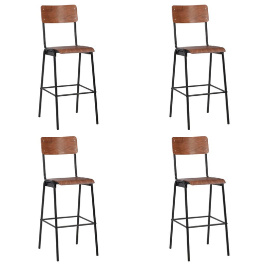 vidaXL Bar Chairs 4 pcs Solid Plywood Steel