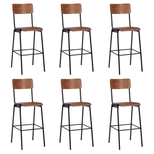 vidaXL Bar Chairs 6 pcs Solid Plywood Steel