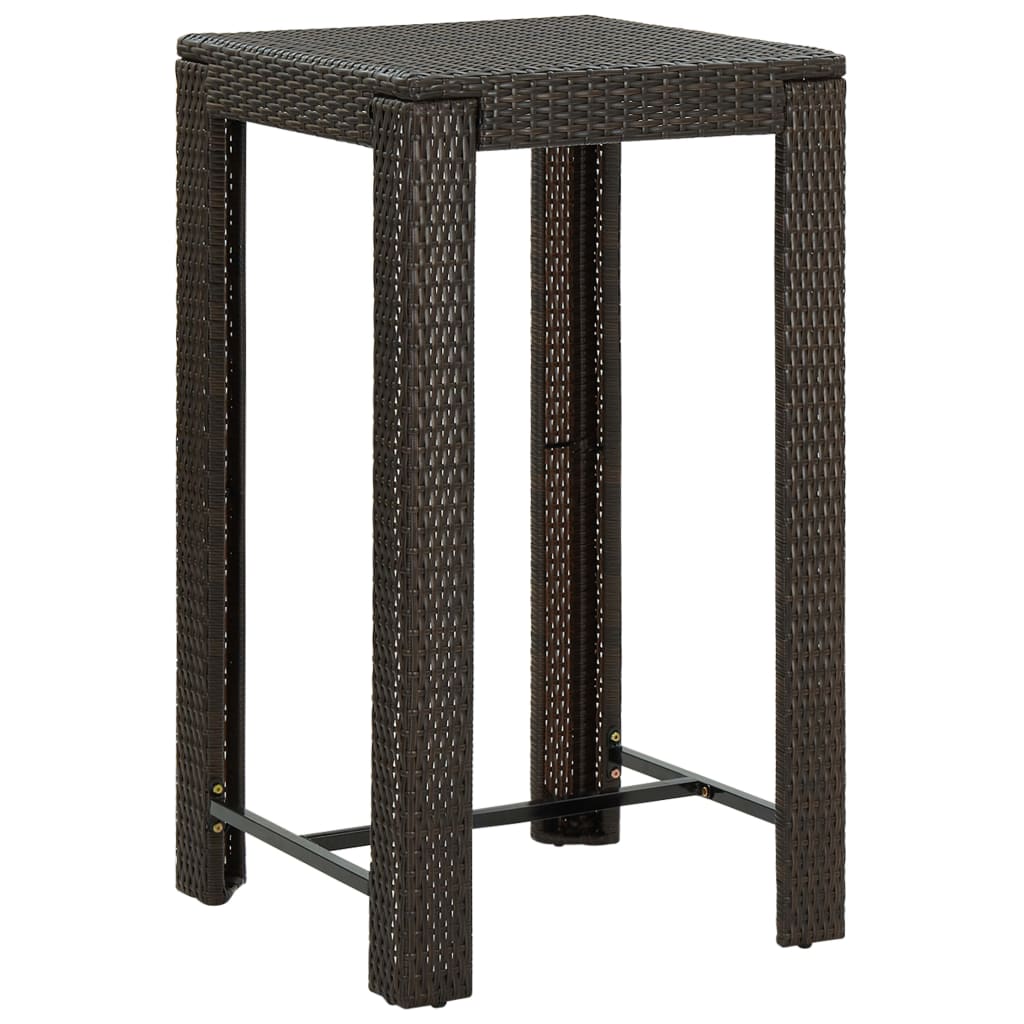 vidaXL Garden Bar Table Brown 60.5x60.5x110.5 cm Poly Rattan