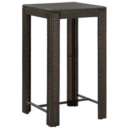 vidaXL Garden Bar Table Brown 60.5x60.5x110.5 cm Poly Rattan