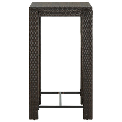 vidaXL Garden Bar Table Brown 60.5x60.5x110.5 cm Poly Rattan