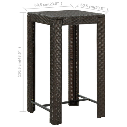 vidaXL Garden Bar Table Brown 60.5x60.5x110.5 cm Poly Rattan