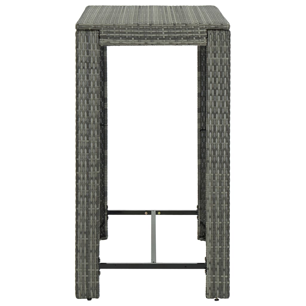 vidaXL Garden Bar Table Grey 100x60.5x110.5 cm Poly Rattan