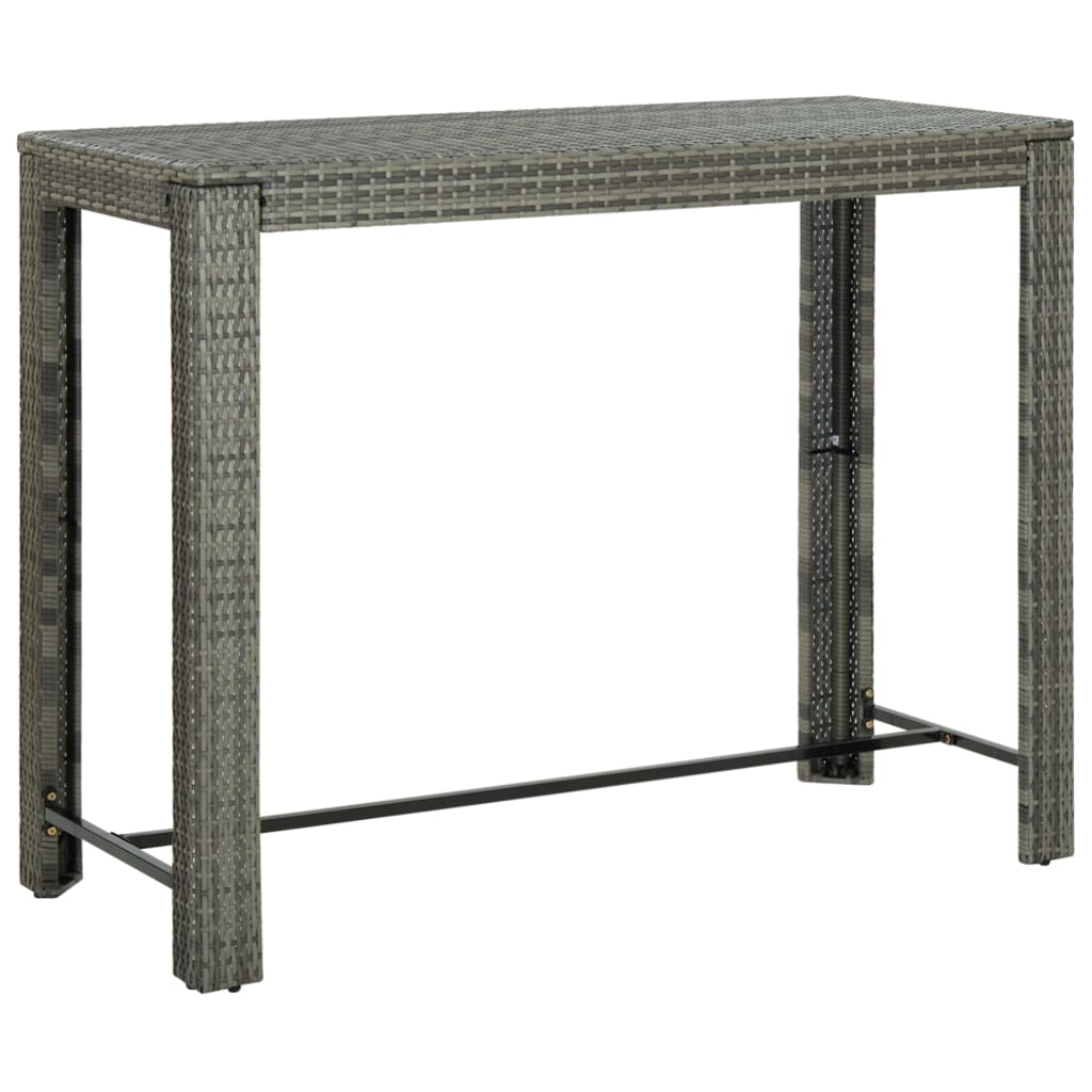 vidaXL Garden Bar Table Grey 140.5x60.5x110.5 cm Poly Rattan