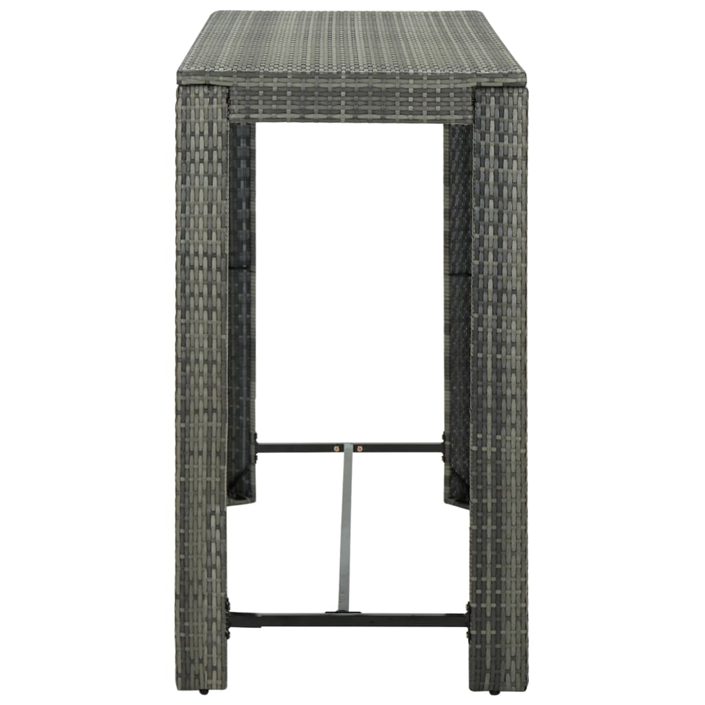 vidaXL Garden Bar Table Grey 140.5x60.5x110.5 cm Poly Rattan