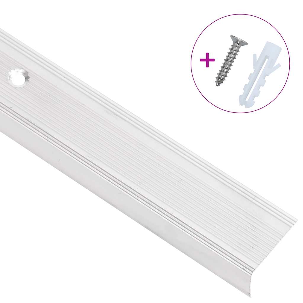 vidaXL Stair Nosings in L-shape 15 pcs Aluminium 90 cm Silver