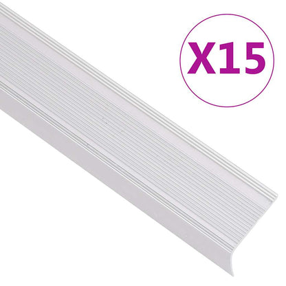 vidaXL Stair Nosings in L-shape 15 pcs Aluminium 90 cm Silver