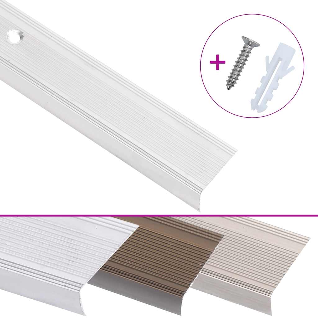 vidaXL Stair Nosings in L-shape 15 pcs Aluminium 90 cm Silver