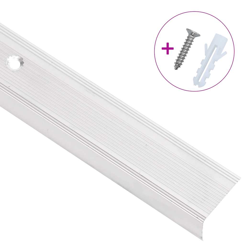vidaXL Stair Nosings in L-shape 15 pcs Aluminium 90 cm Silver