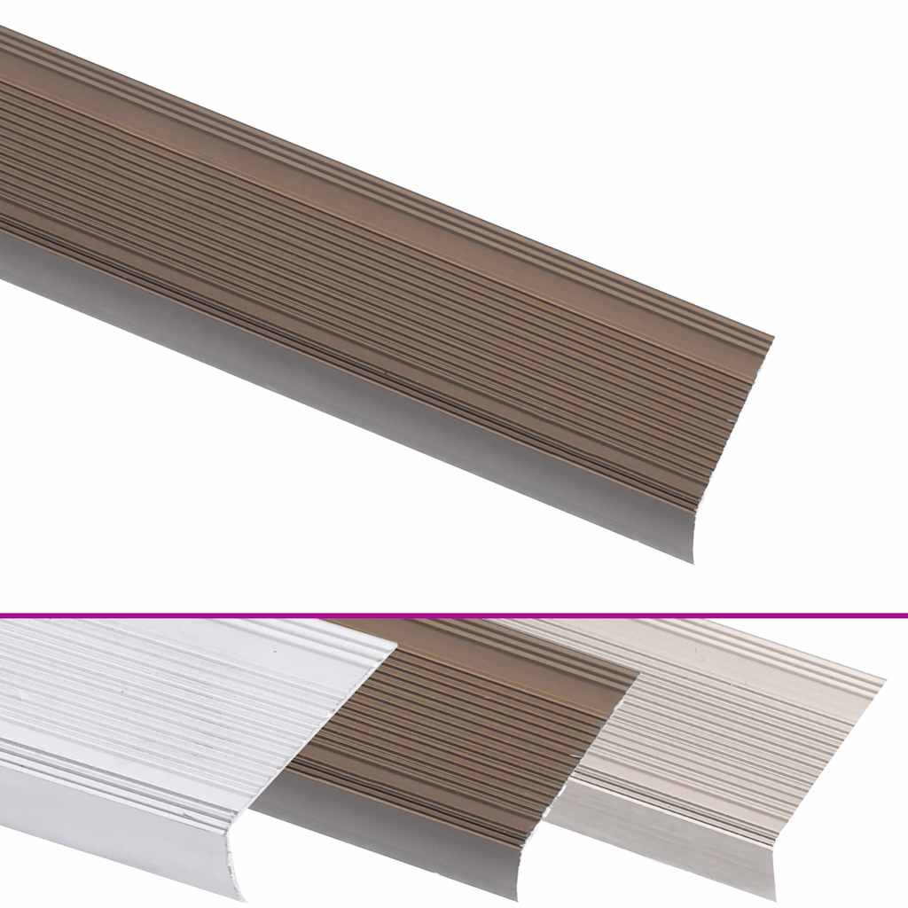 vidaXL Stair Nosings in L-shape 15 pcs Aluminium 90 cm Brown