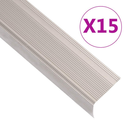 vidaXL Stair Nosings in L-shape 15 pcs Aluminium 90 cm Champagne