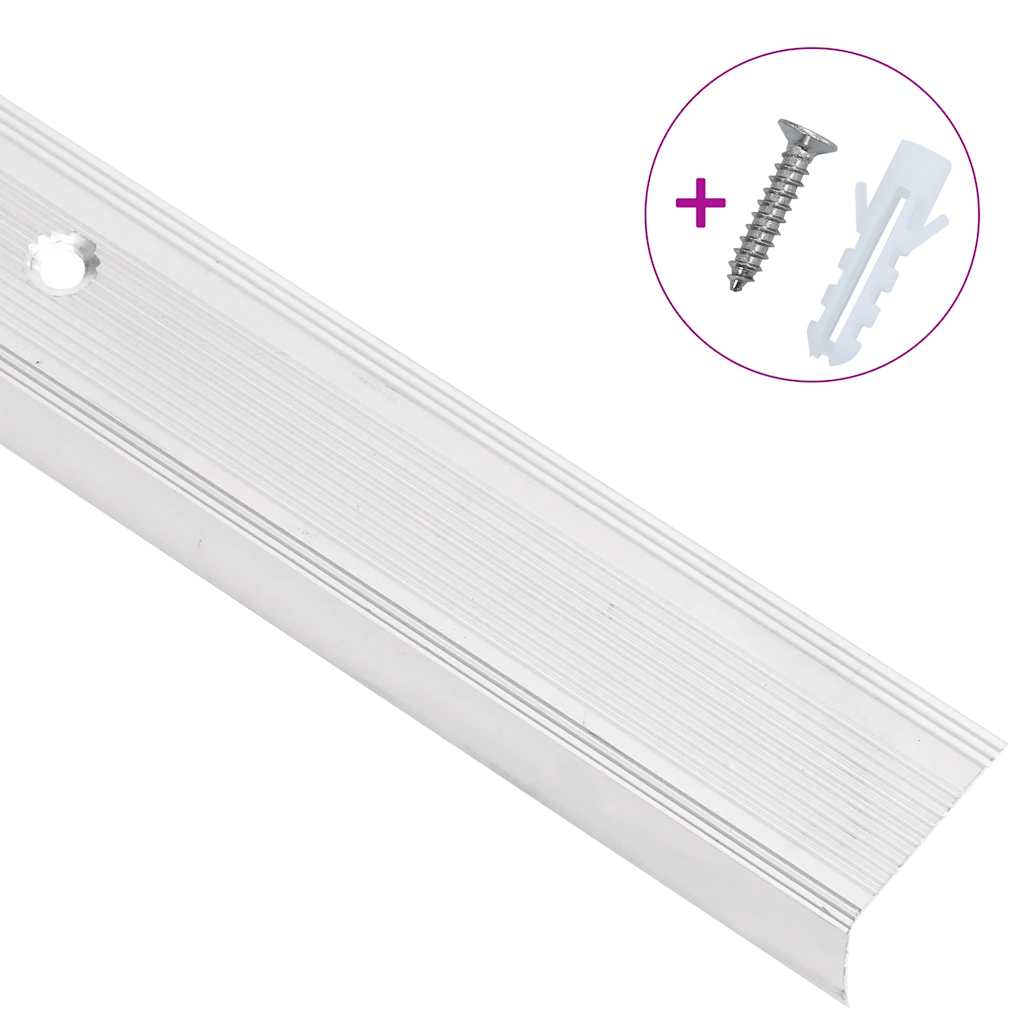 vidaXL Stair Nosings in L-shape 5 pcs Aluminium 100 cm Silver