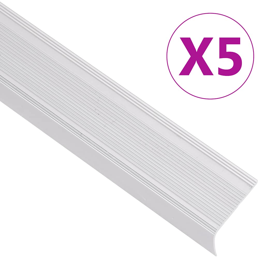 vidaXL Stair Nosings in L-shape 5 pcs Aluminium 100 cm Silver