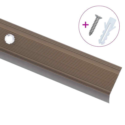 vidaXL Stair Nosings in L-shape 15 pcs Aluminium 100 cm Brown