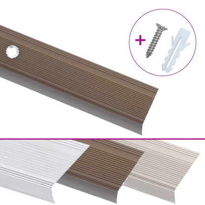 vidaXL Stair Nosings in L-shape 5 pcs Aluminium 100 cm Brown