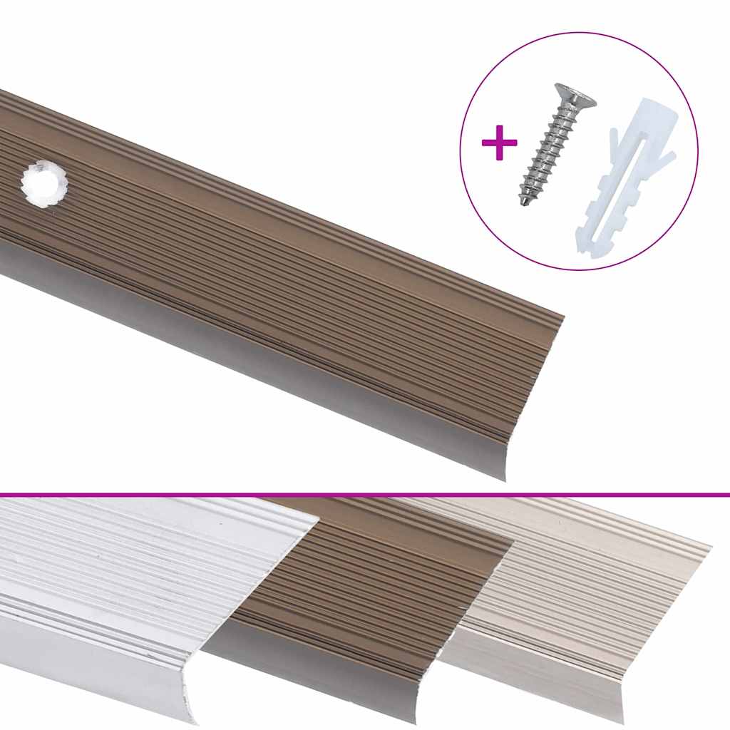 146766 vidaXL Stair Nosings in L-shape 5 pcs Aluminium 100 cm Brown