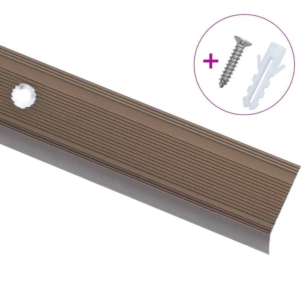 vidaXL Stair Nosings in L-shape 15 pcs Aluminium 100 cm Brown