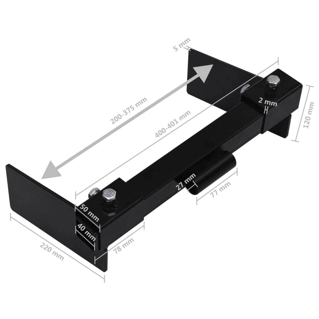 vidaXL Snow Plow Adapter for Lawn Mower Black
