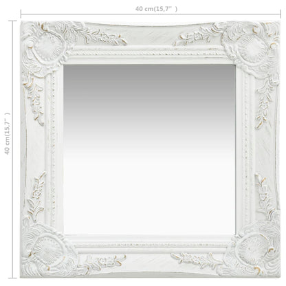 vidaXL Wall Mirror Baroque Style 40x40 cm White