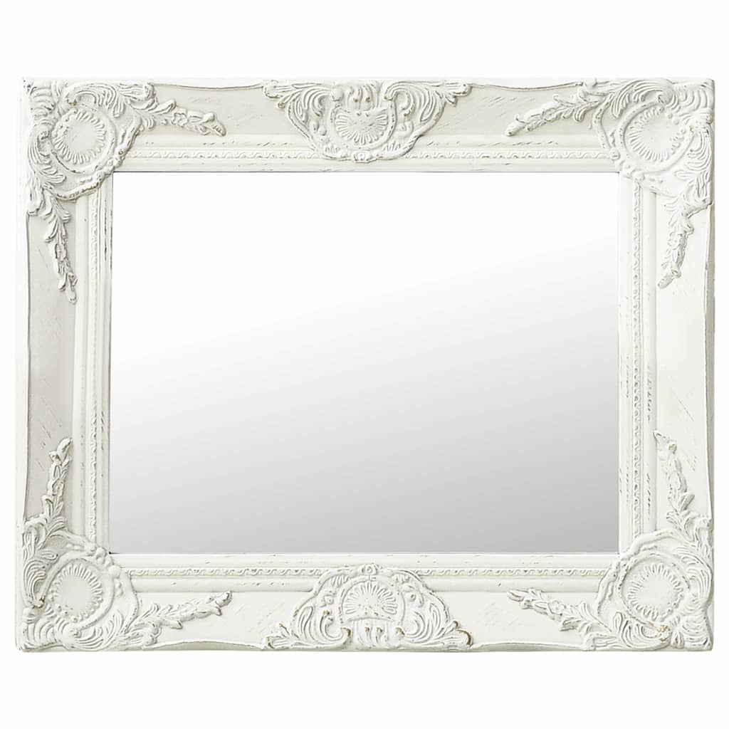 320308 vidaXL Wall Mirror Baroque Style 50x40 cm White