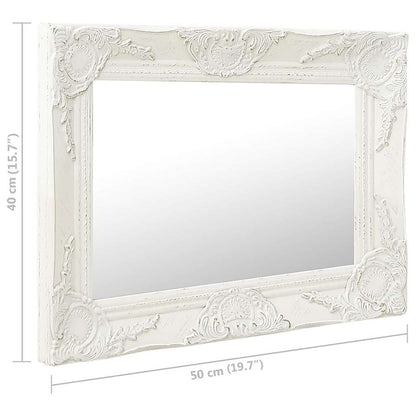 320308 vidaXL Wall Mirror Baroque Style 50x40 cm White
