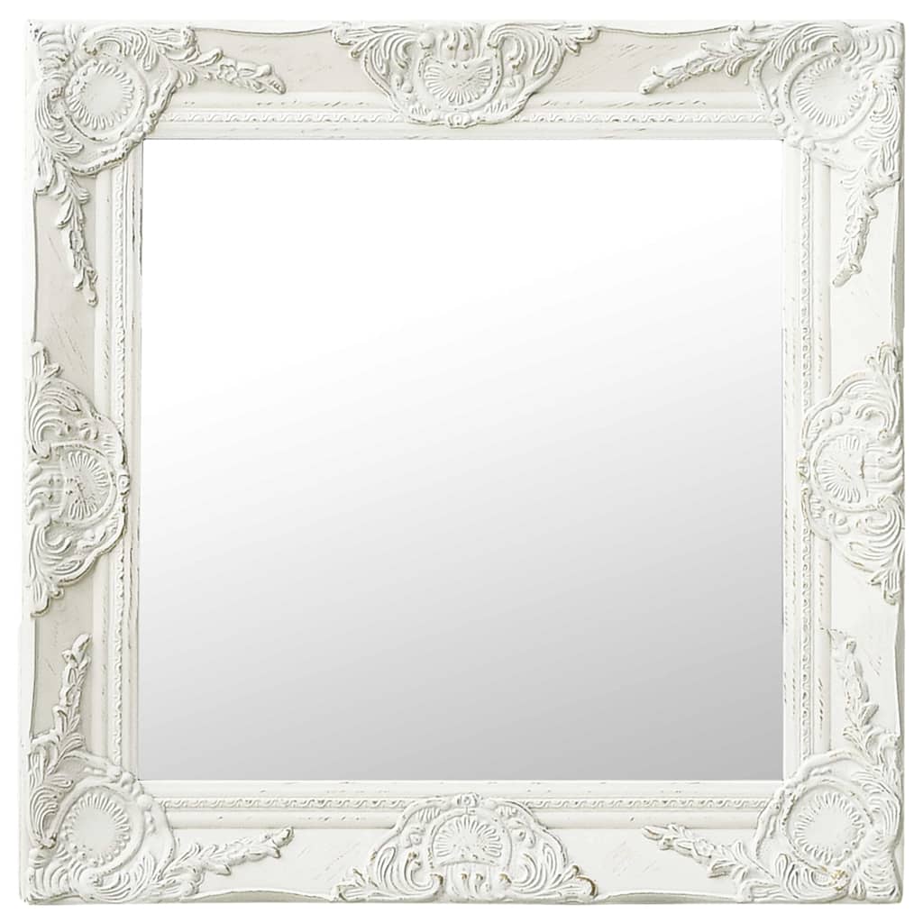 320312 vidaXL Wall Mirror Baroque Style 50x50 cm White