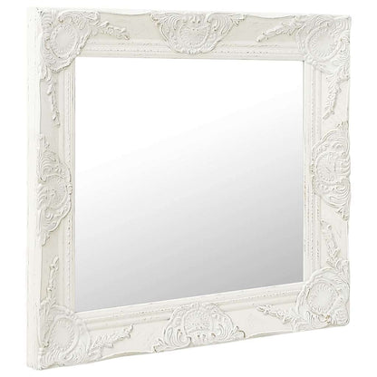320312 vidaXL Wall Mirror Baroque Style 50x50 cm White