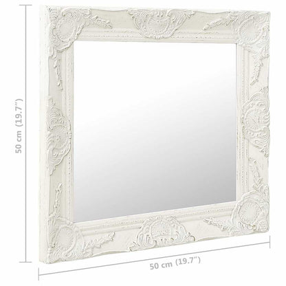 320312 vidaXL Wall Mirror Baroque Style 50x50 cm White