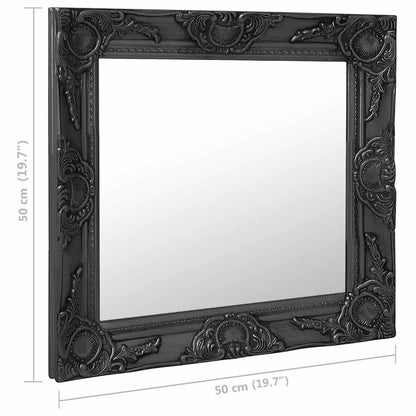 320315 vidaXL Wall Mirror Baroque Style 50x50 cm Black