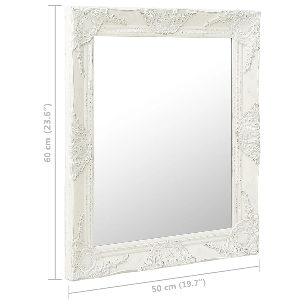 vidaXL Wall Mirror Baroque Style 50x60 cm White