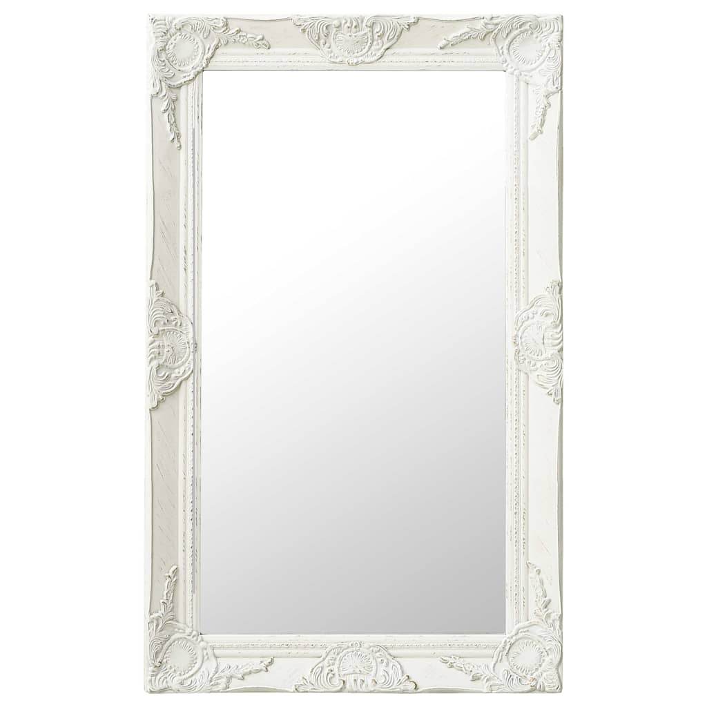 320320 vidaXL Wall Mirror Baroque Style 50x80 cm White