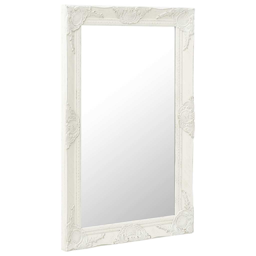 320320 vidaXL Wall Mirror Baroque Style 50x80 cm White