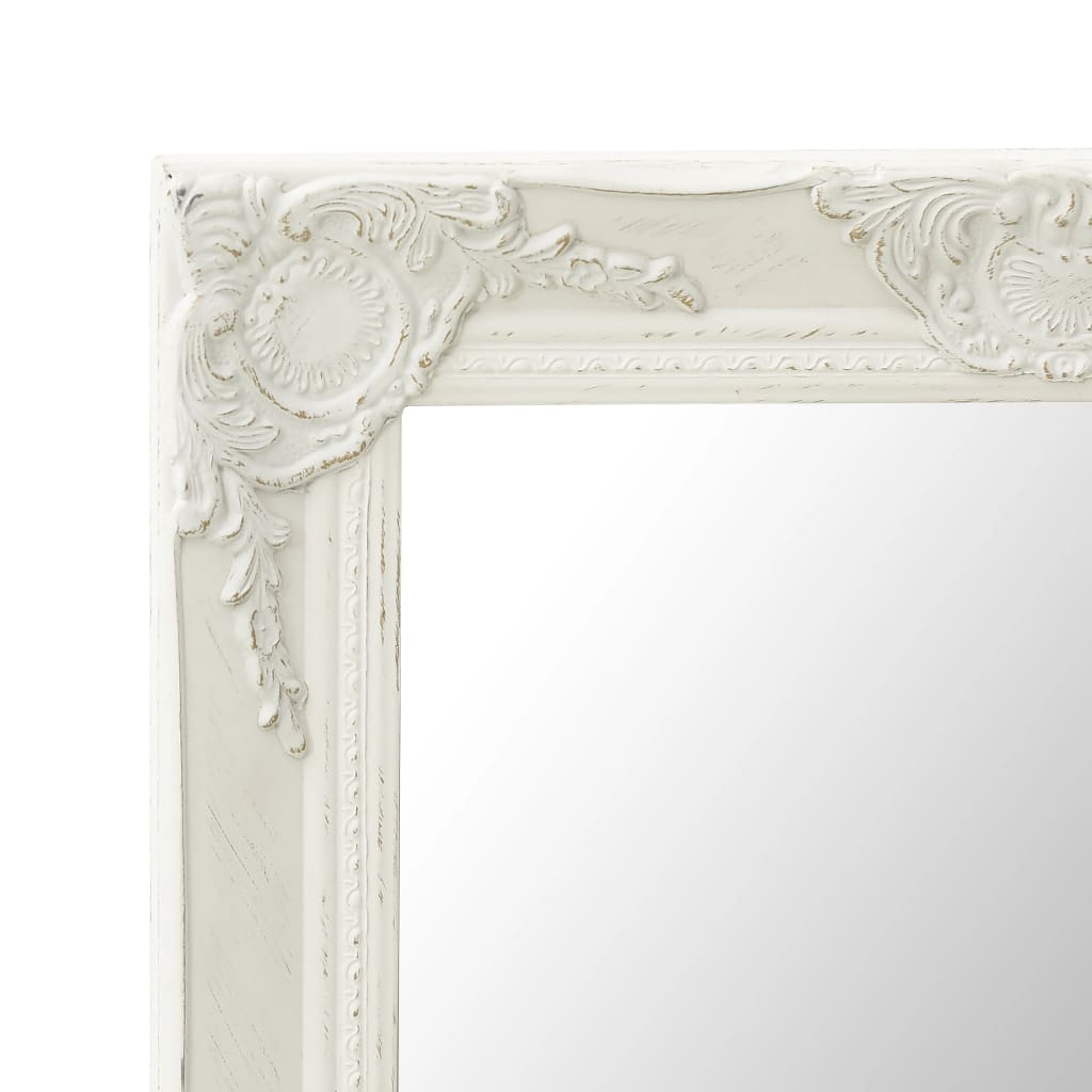 vidaXL Wall Mirror Baroque Style 50x80 cm White